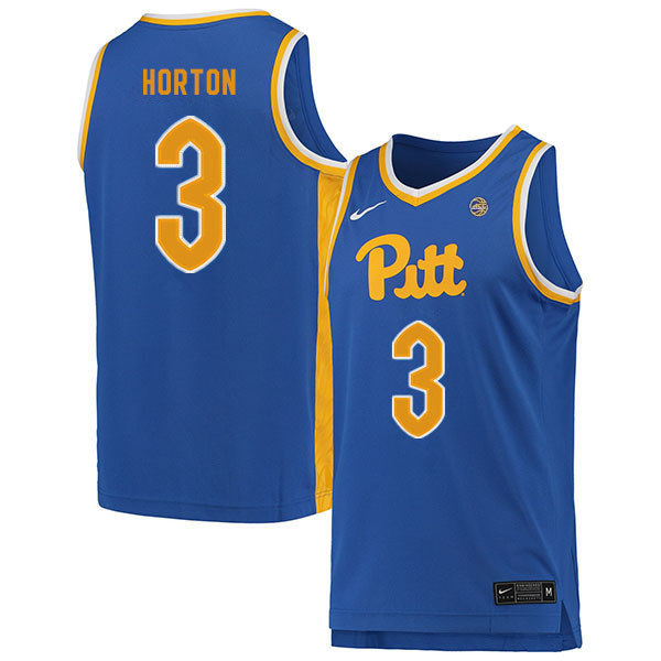 Men #3 Ithiel Horton Pitt Panthers College Basketball Jerseys Sale-Blue